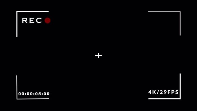 Video camera recorder screen overlay animation on a transparent background animation , Recording camera screen interface with transparent background , Camera recording screen overlay with alpha channe