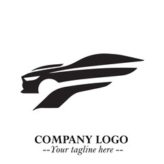 Car Running Fast Logo Symbol in Black on the White Background with Dynamic Speed Design