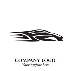 Car Running Fast Logo Symbol in Black on the White Background with Dynamic Speed Design