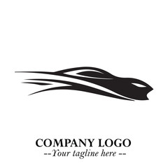 Car Running Fast Logo Symbol in Black on the White Background with Dynamic Speed Design