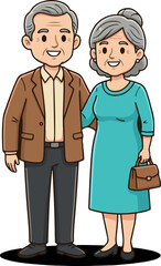 Fototapeta premium Elderly Couple Vector Illustration