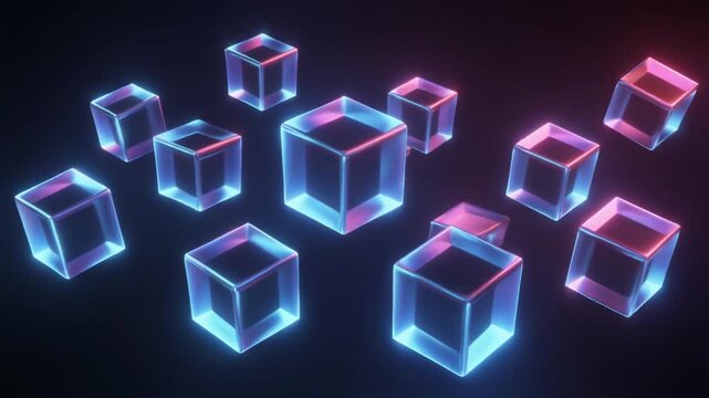 Abstract blue background with a seamless geometric cube pattern for a futuristic digital design concept