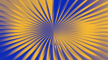 Abstract background with radiating yellow and blue lines creating a dynamic sunburst effect.