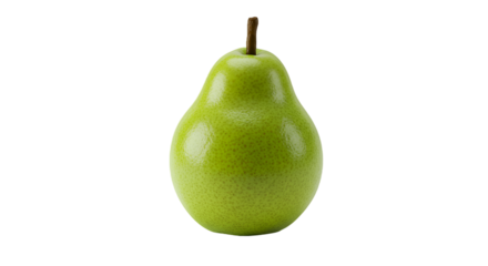 Gleaming green pear poised in studio