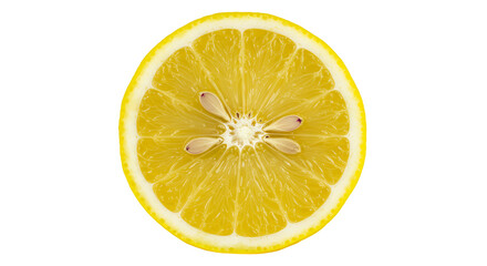 Lemon slice on contrasting vivid background