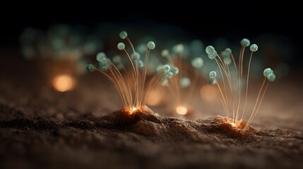 Bioluminescent Spores on Textured Ground