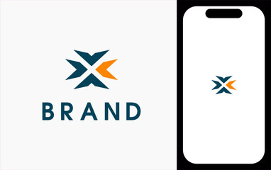 Modern geometric logo design on phone mockup for innovative brand identity, corporate branding