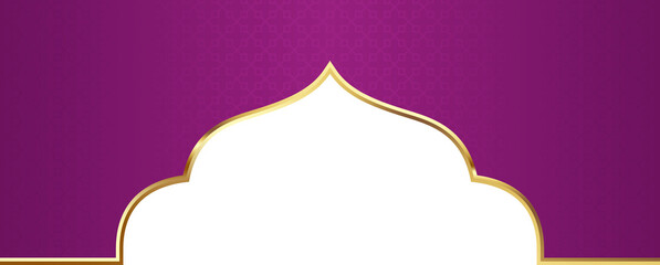 Purple and Gold Islamic Arch Frame Illustration