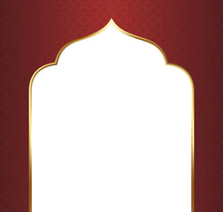 Red and Gold Islamic Arch Frame Illustration