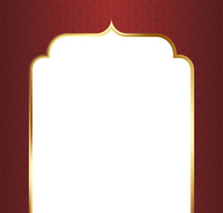 Red and Gold Islamic Arch Frame Illustration