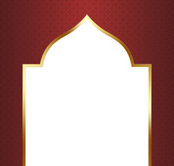 Red and Gold Islamic Arch Frame Illustration