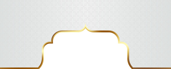 White and Gold Islamic Arch Frame Illustration