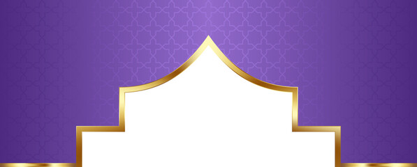 Purple and Gold Islamic Arch Frame Illustration