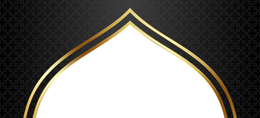 Black and Gold Islamic Arch Frame Illustration
