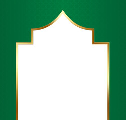 Green and Gold Islamic Arch Frame Illustration
