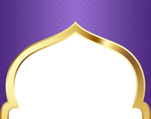 Purple and Gold Islamic Arch Frame Illustration