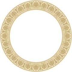Vector gold round classical Greek ornament. European ornament. Border, frame, circle, ring Ancient Greece, Roman Empire.