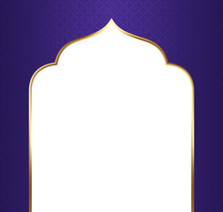 Blue and Gold Islamic Arch Frame Illustration