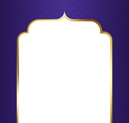 Blue and Gold Islamic Arch Frame Illustration