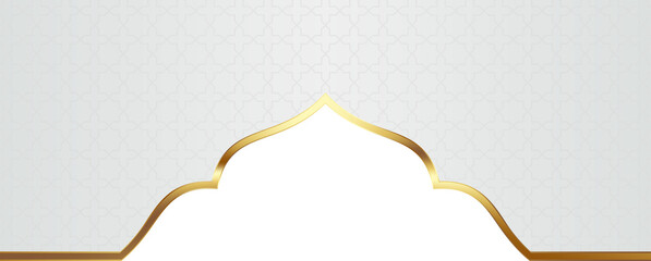 White and Gold Islamic Arch Frame Illustration