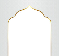 White and Gold Islamic Arch Frame Illustration