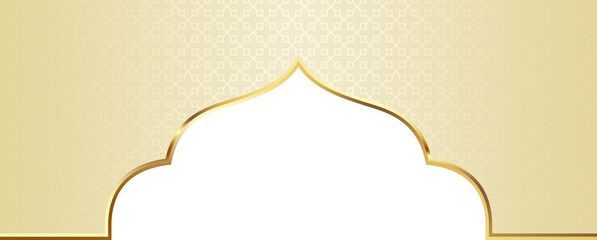 Beige  and Gold Islamic Arch Frame Illustration