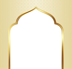 Beige  and Gold Islamic Arch Frame Illustration