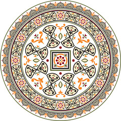 Vector round colored border, frame, Pompeii ring. Circle Neopolitan ornament. Art of Ancient Rome.