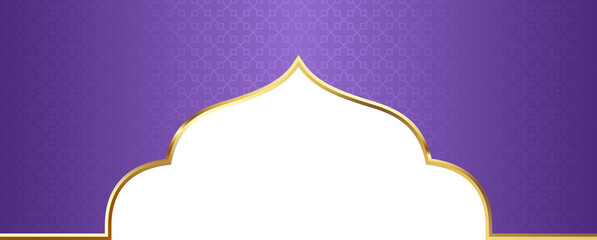 Purple and Gold Islamic Arch Frame Illustration