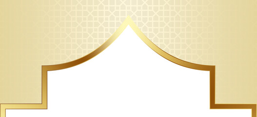 Beige  and Gold Islamic Arch Frame Illustration