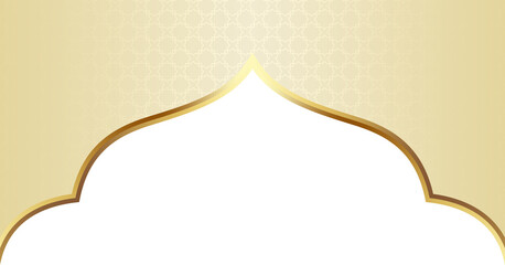 Beige  and Gold Islamic Arch Frame Illustration