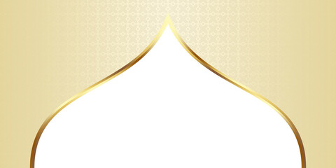 Beige  and Gold Islamic Arch Frame Illustration