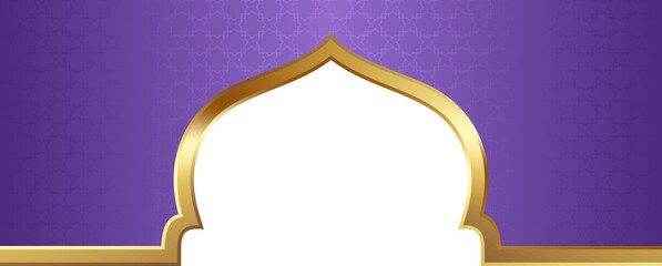 Purple and Gold Islamic Arch Frame Illustration