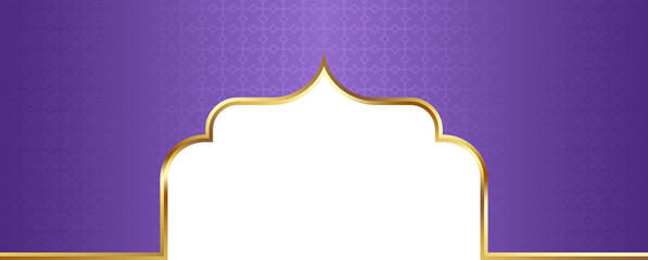 Purple and Gold Islamic Arch Frame Illustration