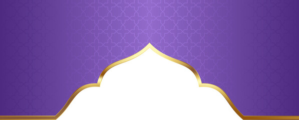 Purple and Gold Islamic Arch Frame Illustration