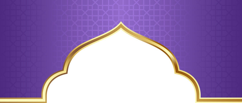 Purple and Gold Islamic Arch Frame Illustration