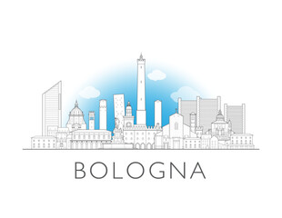 Obraz premium Bologna Italy cityscape illustration skyline drawing