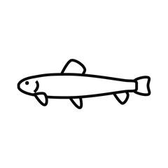 An isolated black outline of a fish