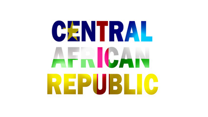 Central African Republic Text With Flag Isolated On Transparent PNG Background