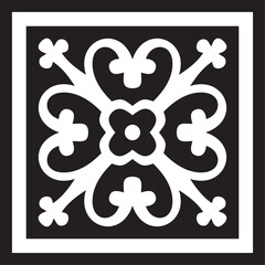 Vector black monochrome ancient Roman ornament elements. Classic European parts of patterns. Lilies and crowns