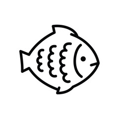 Blackoutlined fish featuring a rounded body wavy scales and a single visible eye