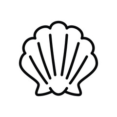 Blackoutlined seashell with radiating lines