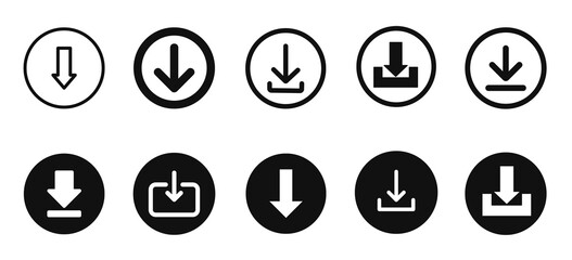 Download button icon collection in circle