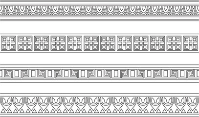 Classic greek black outline seamless ornament. Vector endless pattern of ancient hellens. European border.