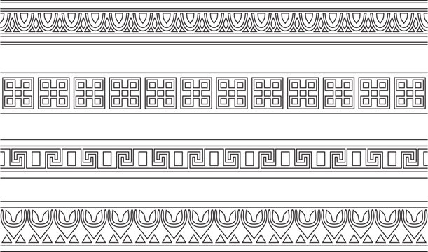 Classic greek black outline seamless ornament. Vector endless pattern of ancient hellens. European border.