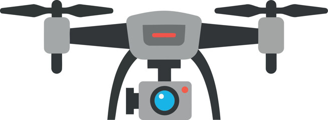 Modern quadcopter drone with camera technology aerial view vector