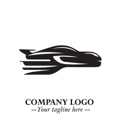 Car Running Fast Logo Symbol in Black on the White Background with Dynamic Speed Design