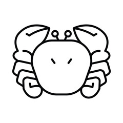 Line art of a crab Features large claws and simple eye stalks Legs extend from the sides