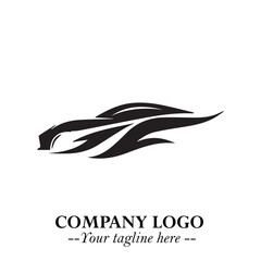 Car Running Fast Logo Symbol in Black on the White Background with Dynamic Speed Design