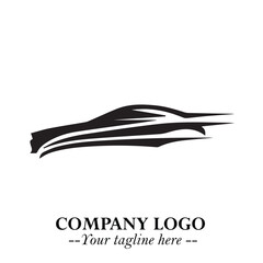 Car Running Fast Logo Symbol in Black on the White Background with Dynamic Speed Design